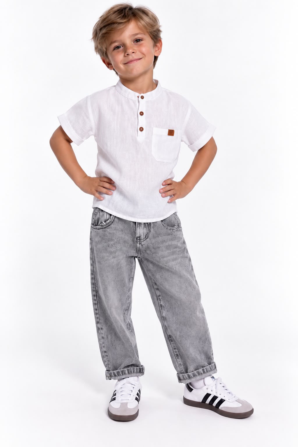 CAMISOLA CUELLO MAO MANGA CORTA
