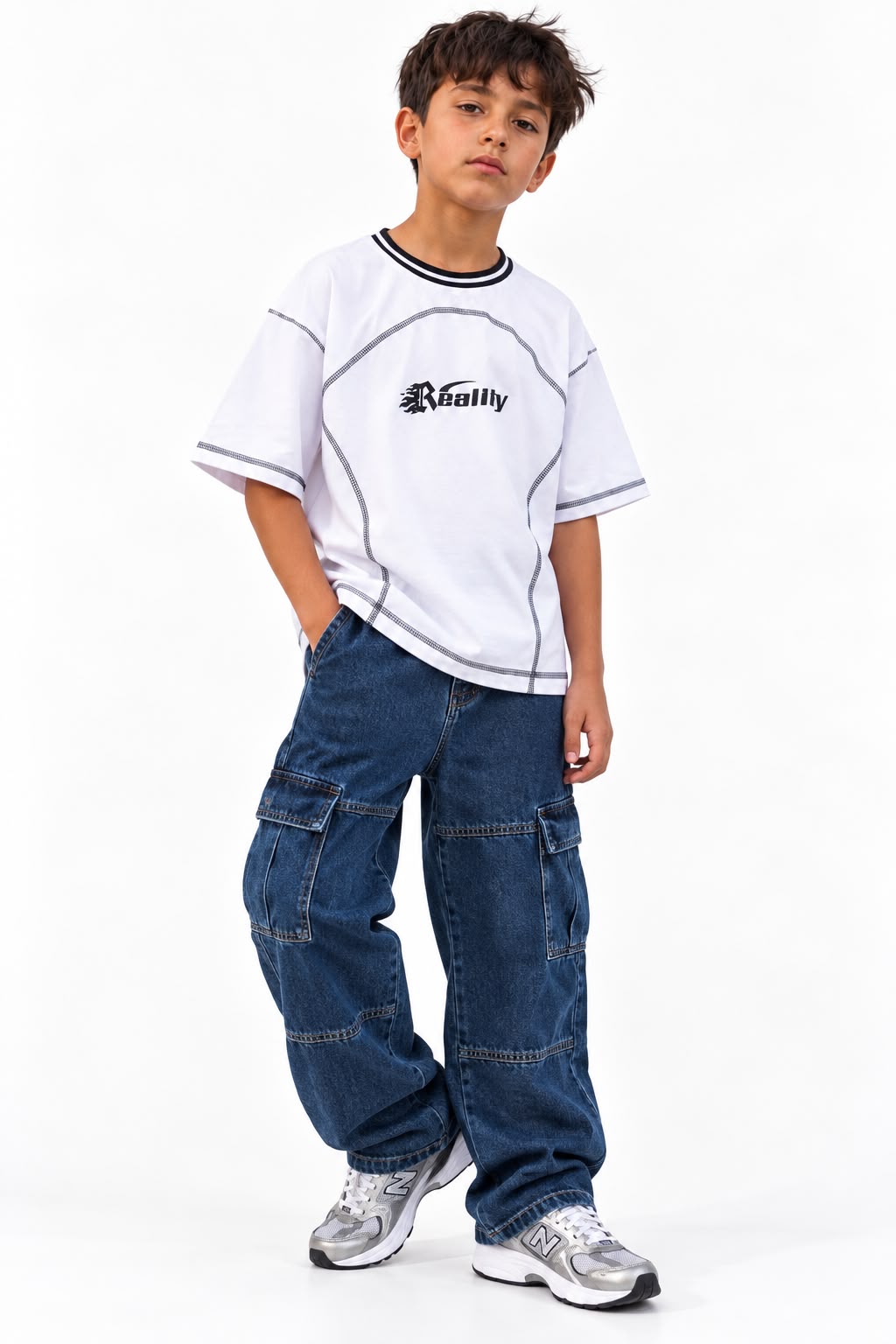 JEAN CARGO BAGGY COSTURAS